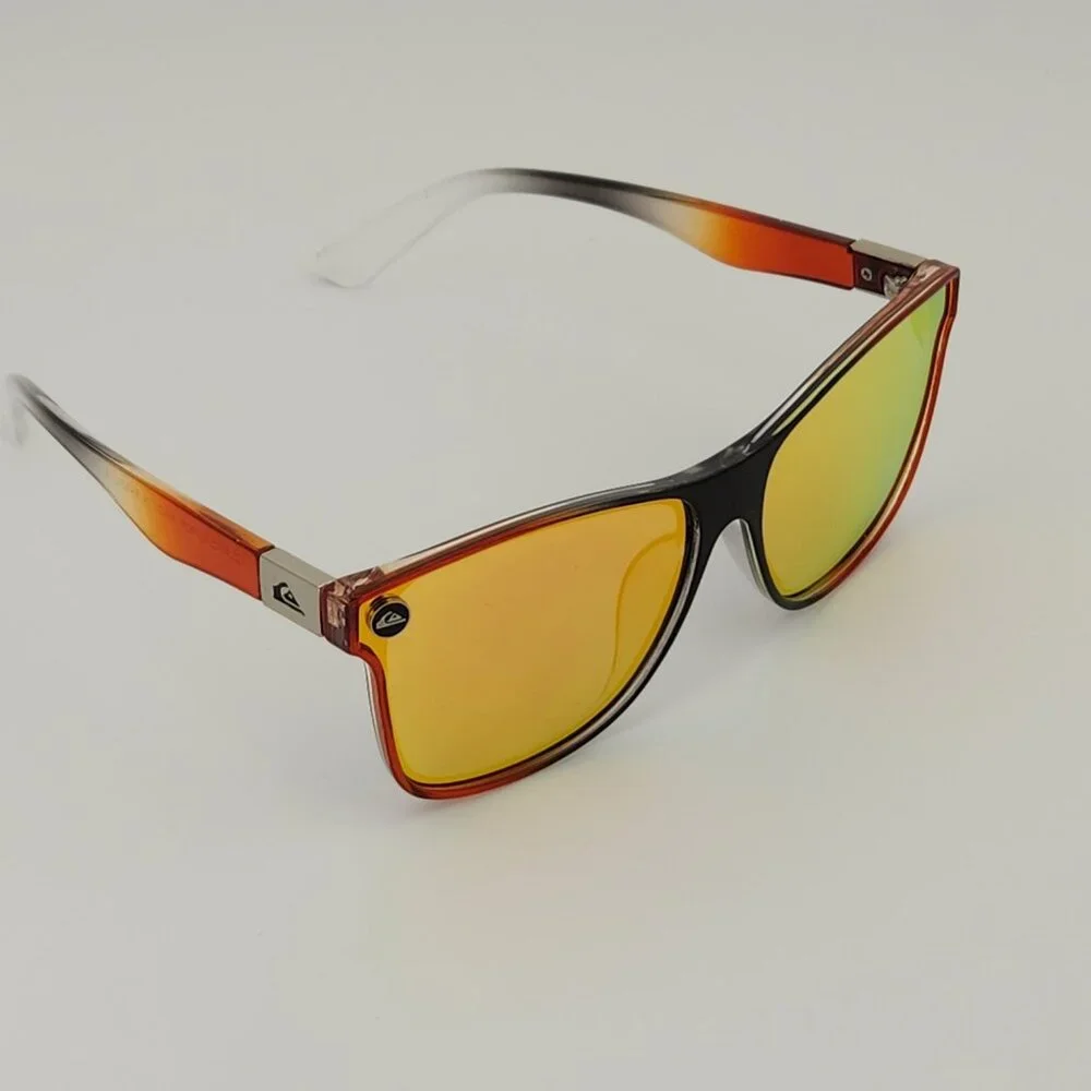 Quiksilver Round Flat Lens Sunglasses Black-Orange Fade Orange Mirror Lens Q27